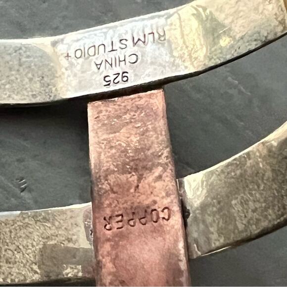 RLM Robert Lee Morris 925 Sterling Silver Copper Cuff Bracelet - Picture 12 of 15